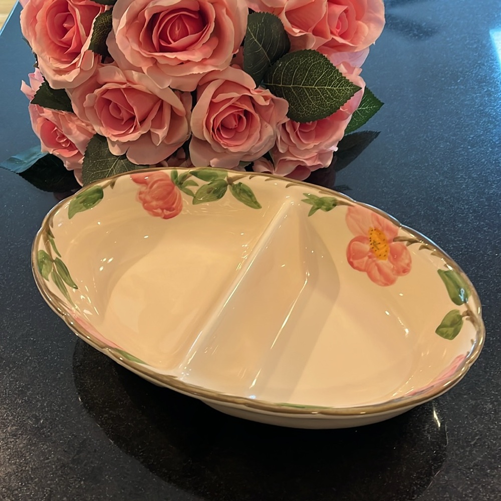 Oval Divided Vegetable Bowl Desert Rose (USA Backstamp) by FRANCISCAN
